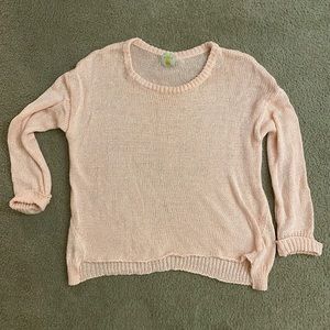 Oversized pink knit sweater